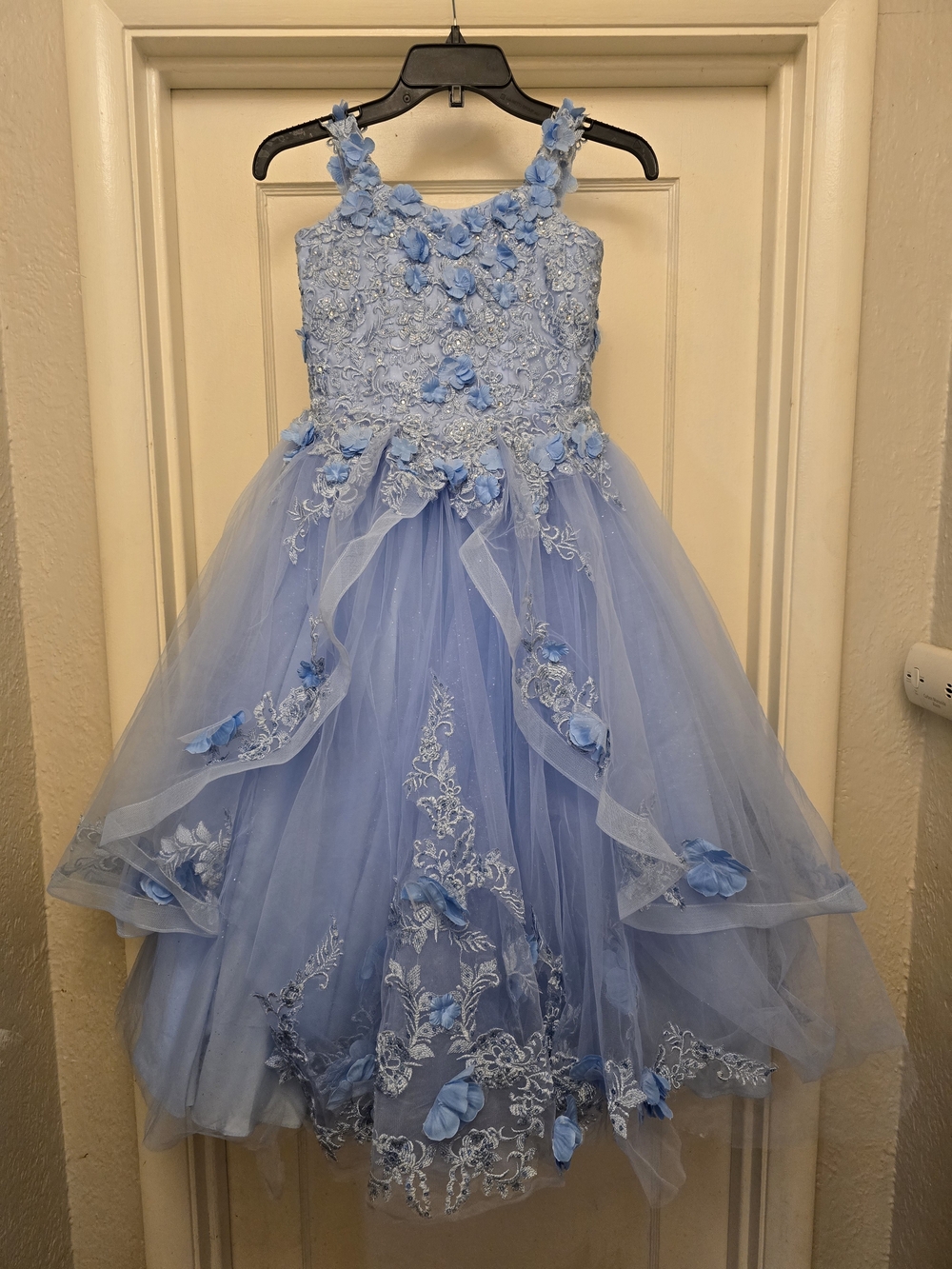 Dancing Queen Elegant Light Blue Flower Appliqué Tulle Dress for Girls SIZE 8